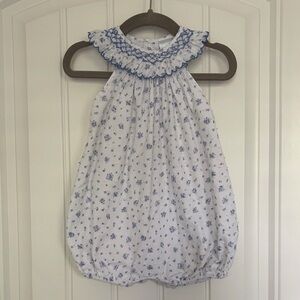 Edgehill Collection Blue Dot Bubble Romper 9 Months EUC